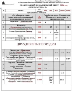 Однодневные поездки